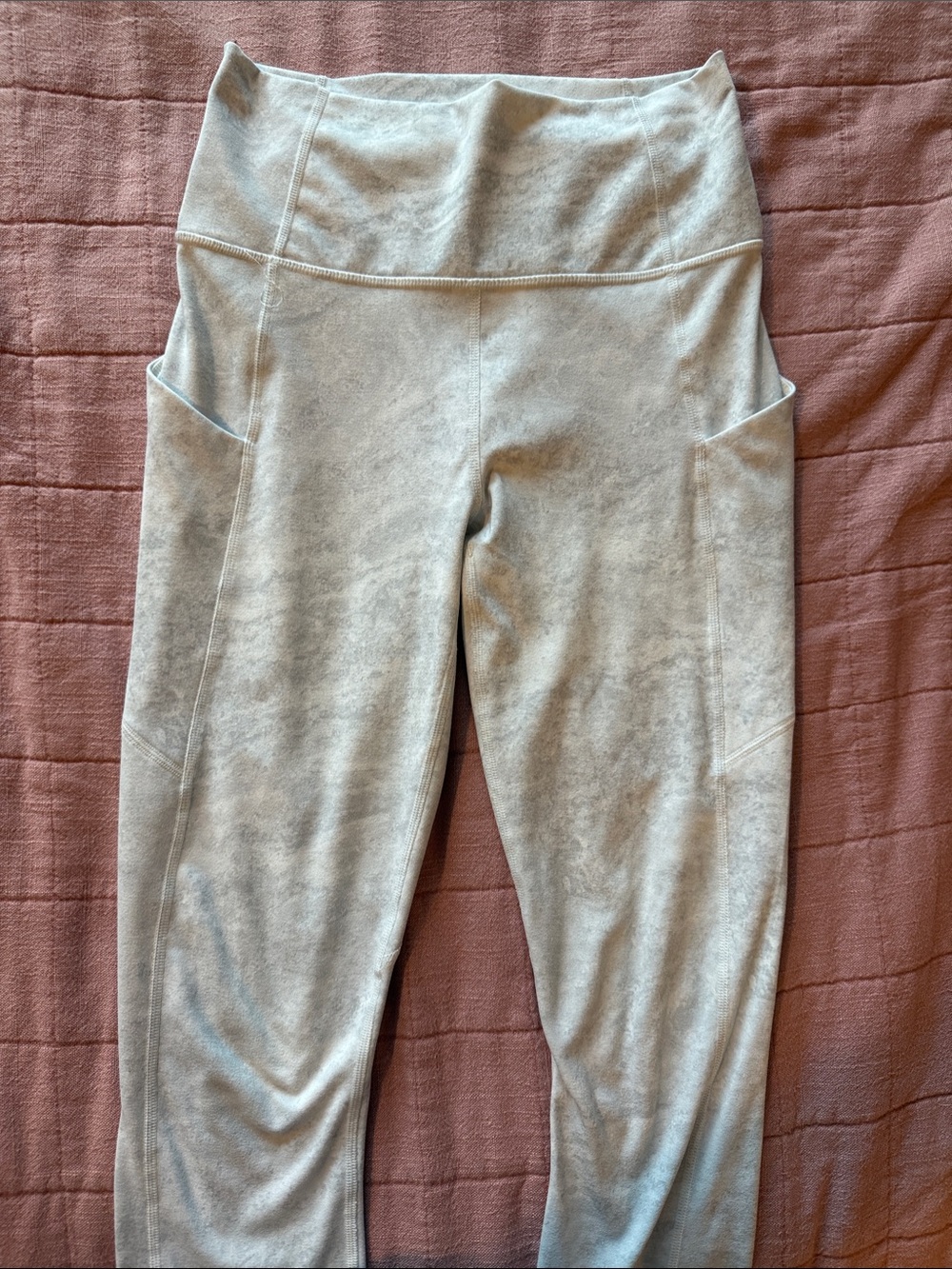 Fabletics Pale Gray High-Rise Leggings with Side Pockets